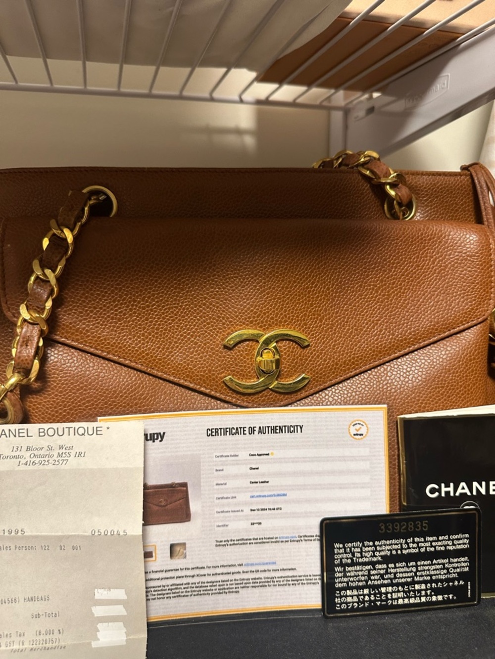 Chanel Vintage Tote Caramel Caviar 24K Gold Hardware - Picture 15 of 17